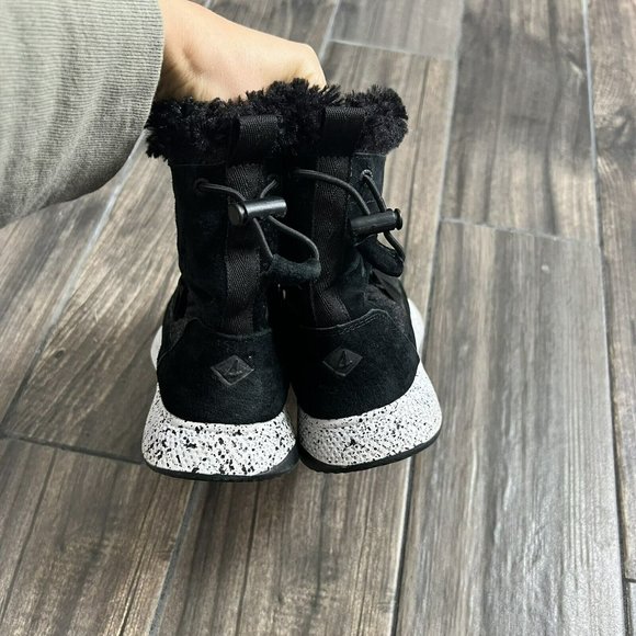 Sperry Women's 7 Seas Submariner Boots Wool Leather Black White Size 7.5M - Picture 5 of 7